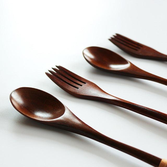 Natural Wooden Cooking Spoon & Fork – Cozy Kitchen Utensils 🍃