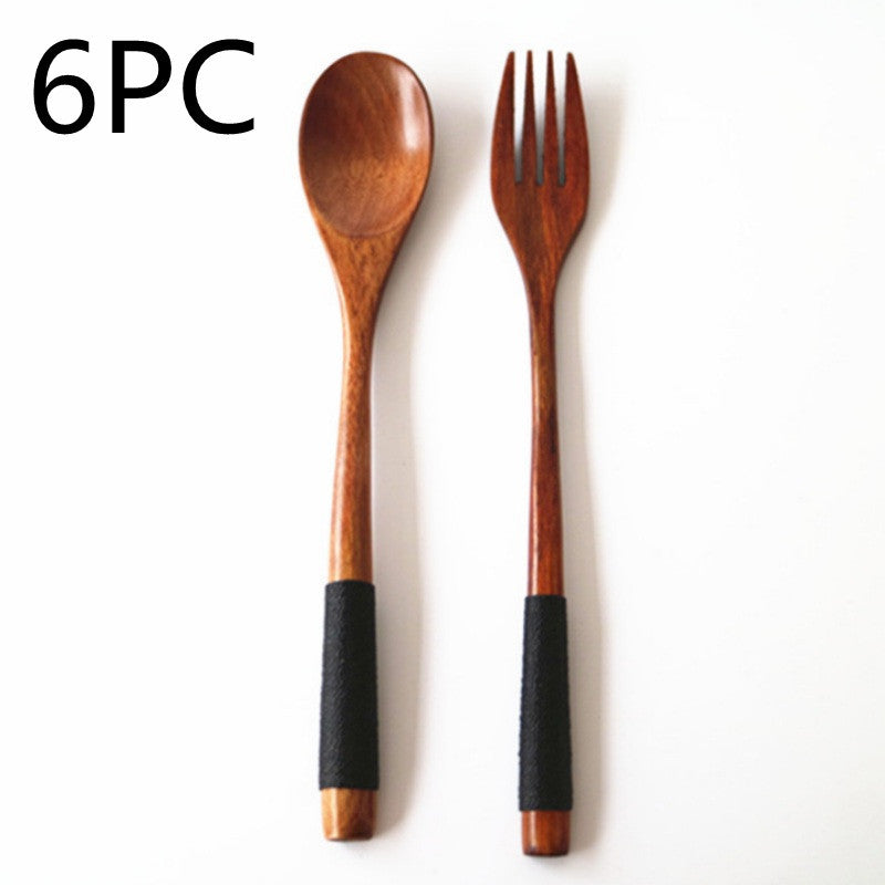 Natural Wooden Cooking Spoon & Fork – Cozy Kitchen Utensils 🍃