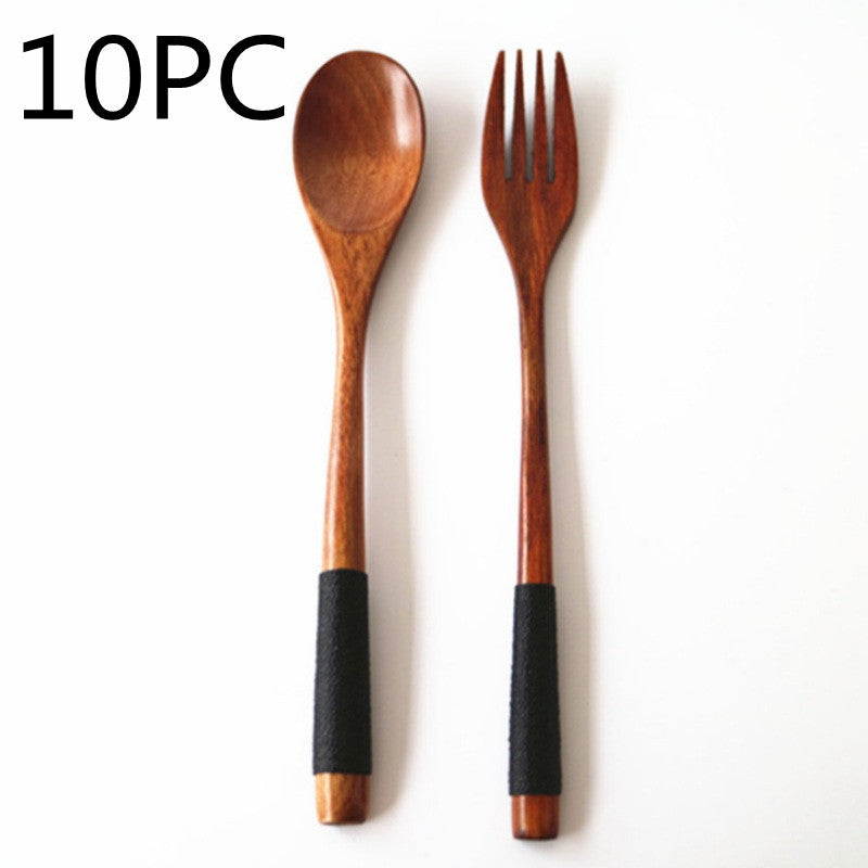 Natural Wooden Cooking Spoon & Fork – Cozy Kitchen Utensils 🍃