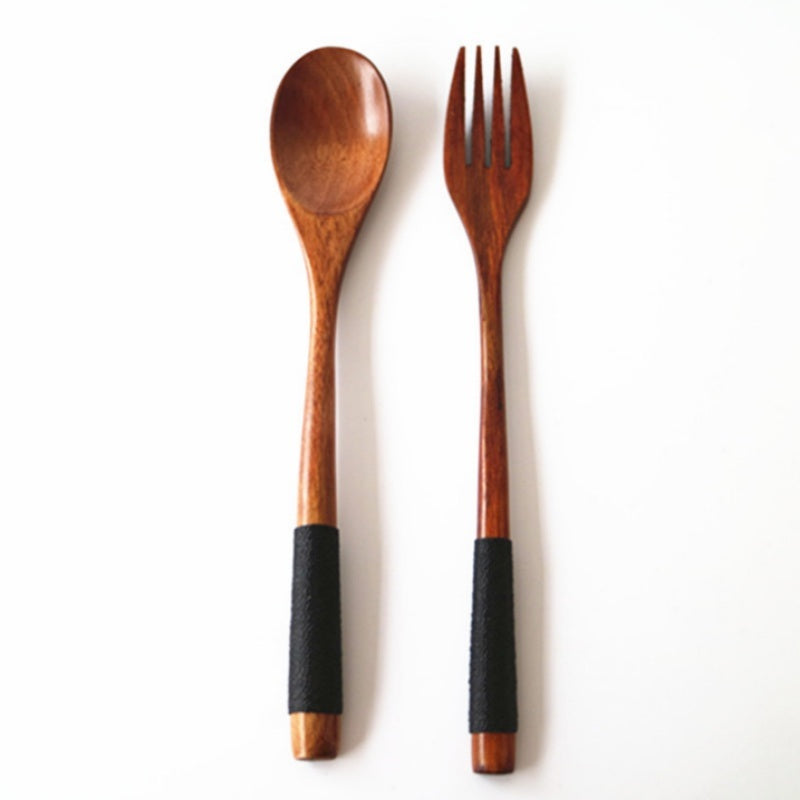 Natural Wooden Cooking Spoon & Fork – Cozy Kitchen Utensils 🍃