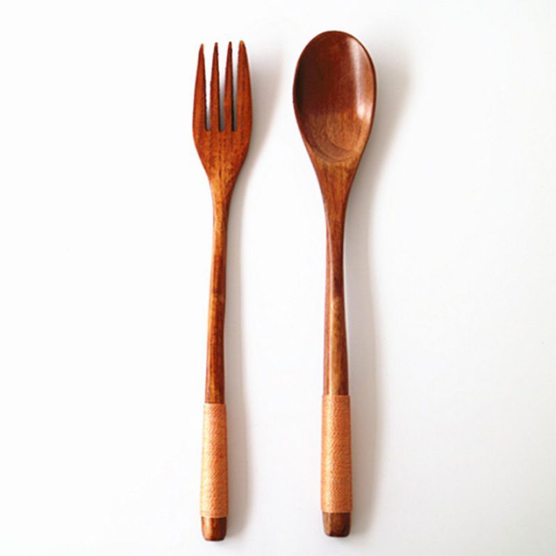 Natural Wooden Cooking Spoon & Fork – Cozy Kitchen Utensils 🍃