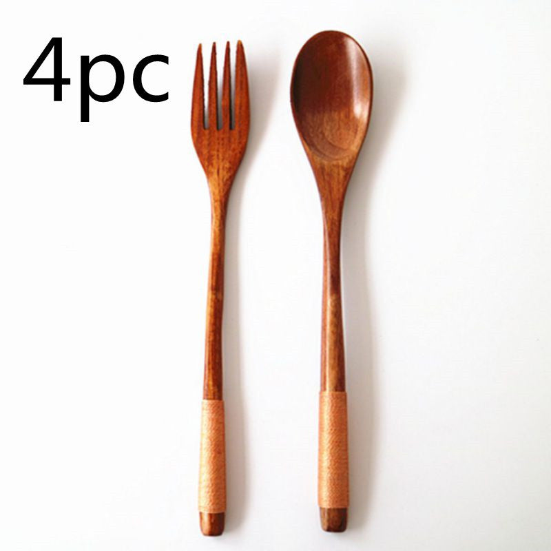 Natural Wooden Cooking Spoon & Fork – Cozy Kitchen Utensils 🍃