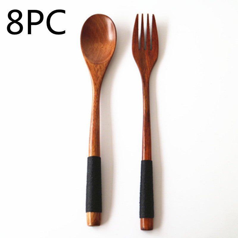 Natural Wooden Cooking Spoon & Fork – Cozy Kitchen Utensils 🍃