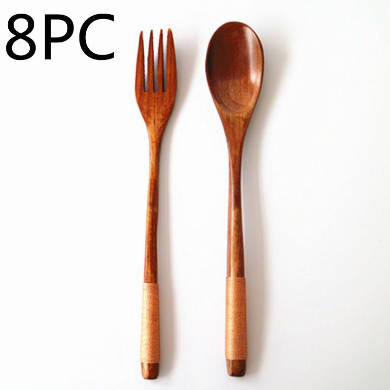 Natural Wooden Cooking Spoon & Fork – Cozy Kitchen Utensils 🍃
