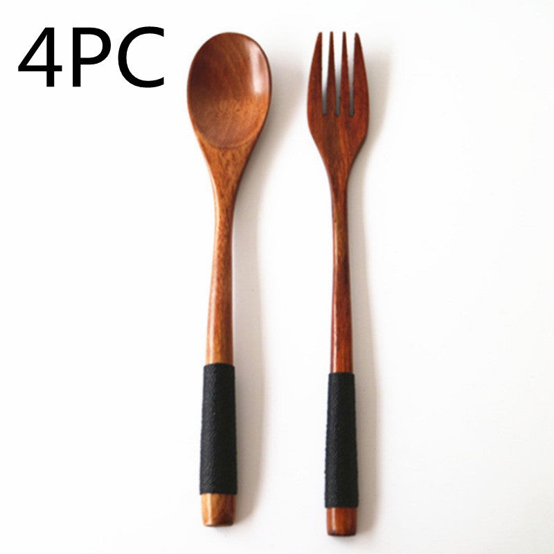 Natural Wooden Cooking Spoon & Fork – Cozy Kitchen Utensils 🍃