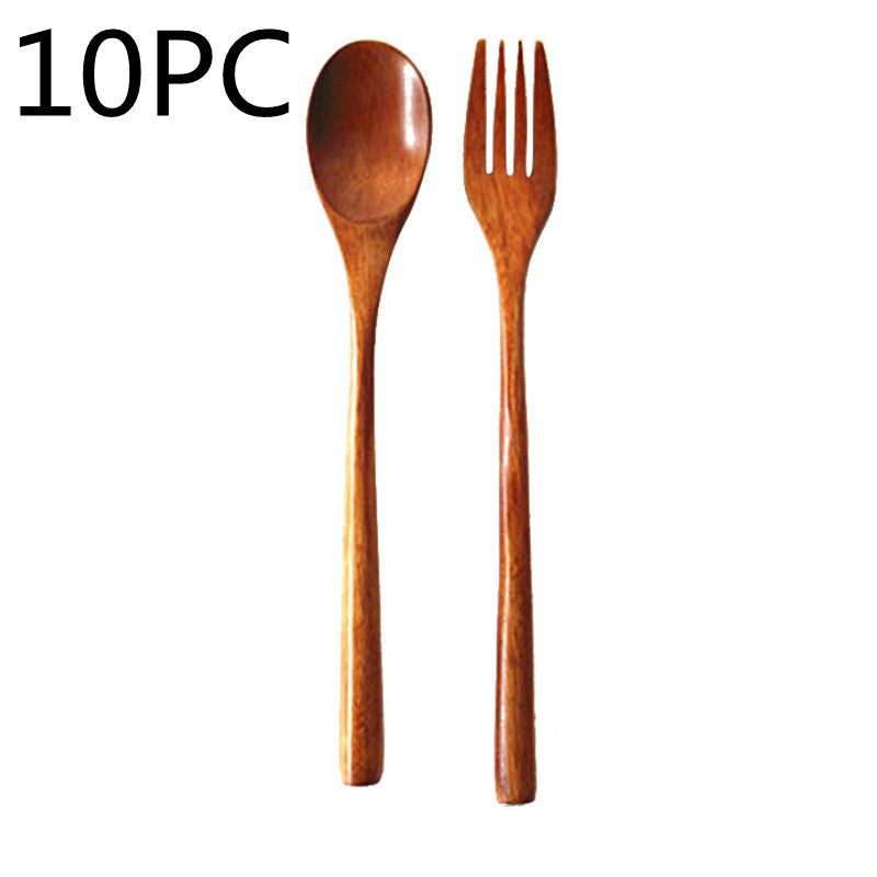 Natural Wooden Cooking Spoon & Fork – Cozy Kitchen Utensils 🍃