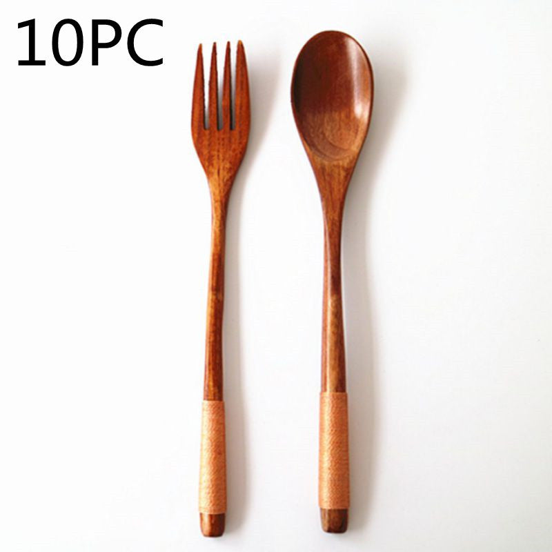 Natural Wooden Cooking Spoon & Fork – Cozy Kitchen Utensils 🍃