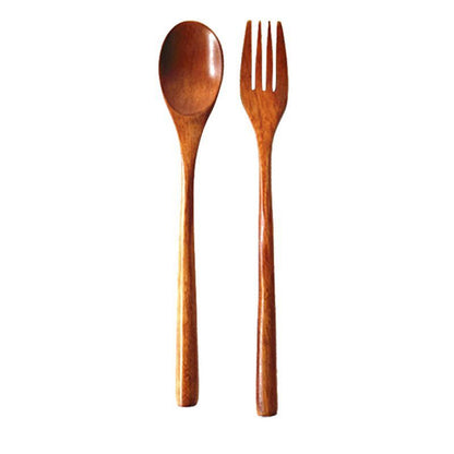 Natural Wooden Cooking Spoon & Fork – Cozy Kitchen Utensils 🍃