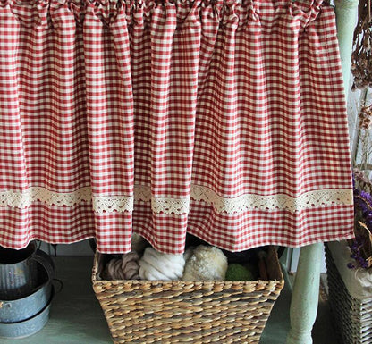 Plaid Ruffled Kitchen Curtain – Cozy Cotton Checkered Style ✨