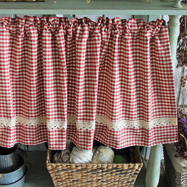 Plaid Ruffled Kitchen Curtain – Cozy Cotton Checkered Style ✨