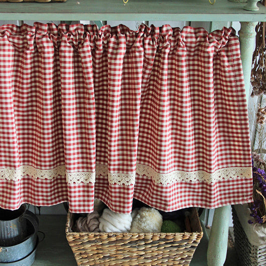 Plaid Ruffled Kitchen Curtain – Cozy Cotton Checkered Style ✨