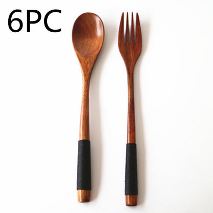 Natural Wooden Cooking Spoon & Fork – Cozy Kitchen Utensils 🍃
