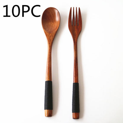 Natural Wooden Cooking Spoon & Fork – Cozy Kitchen Utensils 🍃
