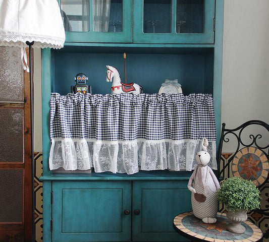 Plaid Ruffled Kitchen Curtain – Cozy Cotton Checkered Style ✨