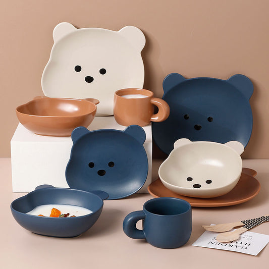 Cute Bear-shaped Dinner Plate, Bowl & Mug