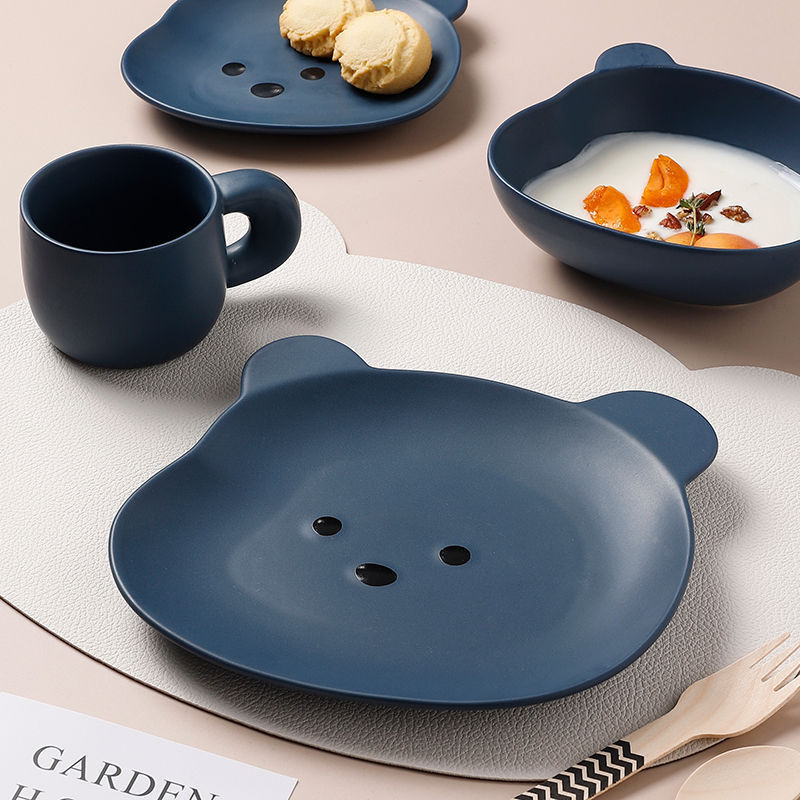 Cute Bear-shaped Dinner Plate, Bowl & Mug