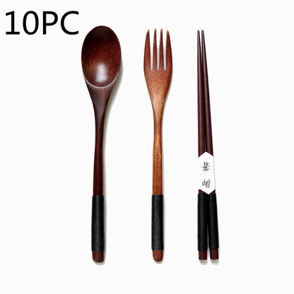 Natural Wooden Cooking Spoon & Fork – Cozy Kitchen Utensils 🍃