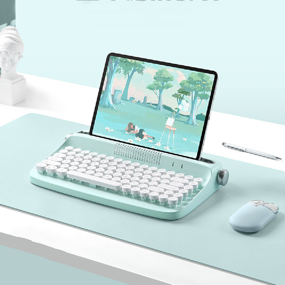 Retro iPad Bluetooth Keyboard & Mouse Set – Cute Office Style 🎀⌨️🖱️
