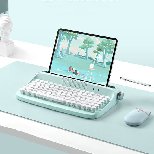 Retro iPad Bluetooth Keyboard & Mouse Set – Cute Office Style 🎀⌨️🖱️